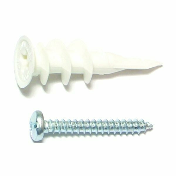 Midwest Enterprises MIDWEST FASTENER Wall Anchor with Screw, #8 Thread, 1-1/4 in L, Plastic 10421